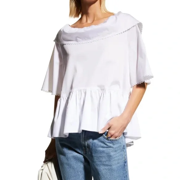 Harshman Amoret Peplum Blouse in White Size XS 100% Cotton NWT - Picture 1 of 11